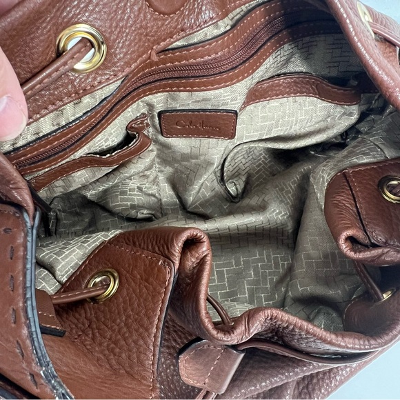 COLE HAAN Chestnut brown Pebbled Leather Slouchy Shoulder Bag Purse Large Buckle - Picture 10 of 10